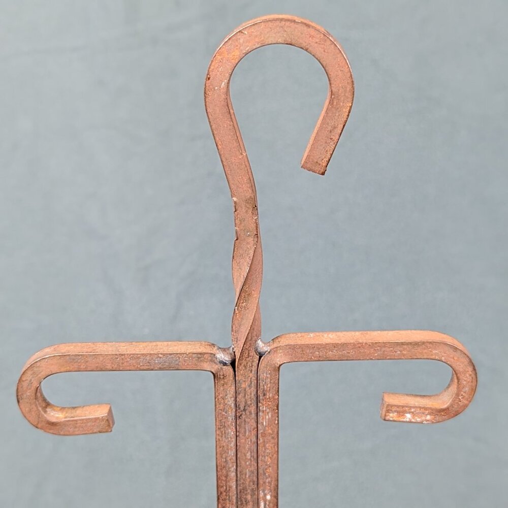 Vintage Wrought Iron Mug Holder Metal Coffee Cup Stand Rustic 16" x 8" Holds 4 - Picture 6 of 16